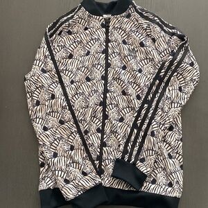 Adidas Zebra Print Velour Zip Up Jacket - Youth Medium